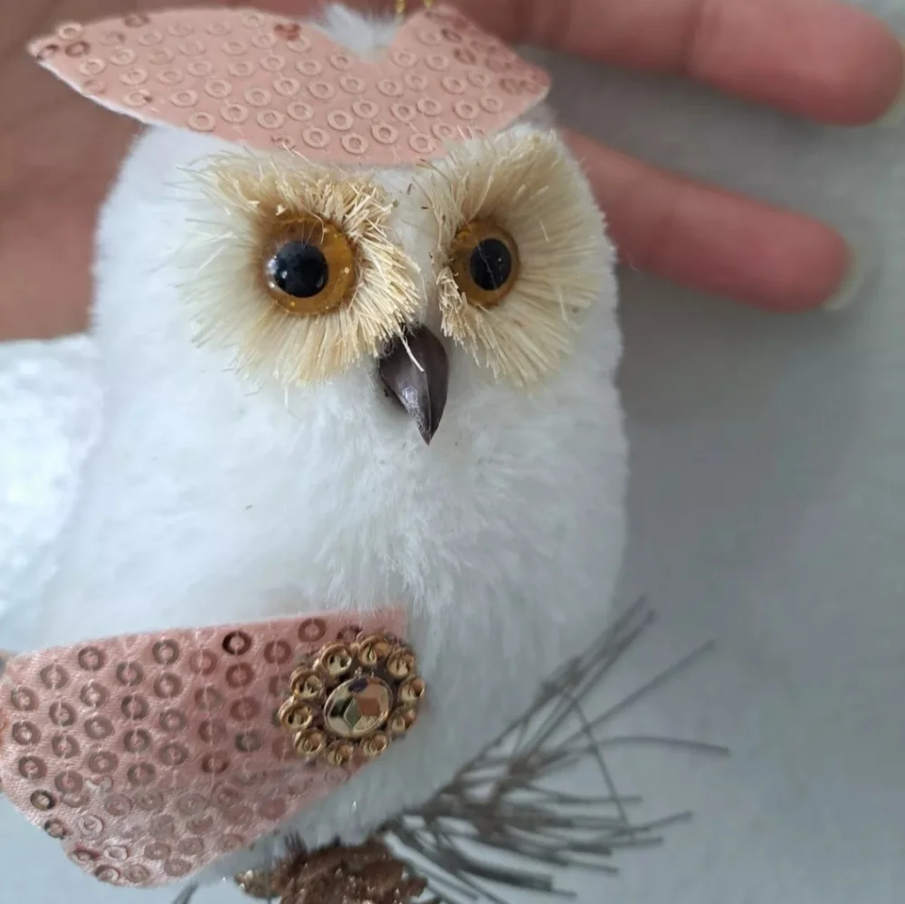 Christmas White Owl Animal Tree Hanging Pendant  Ornaments 3 Pcs Tree Decor